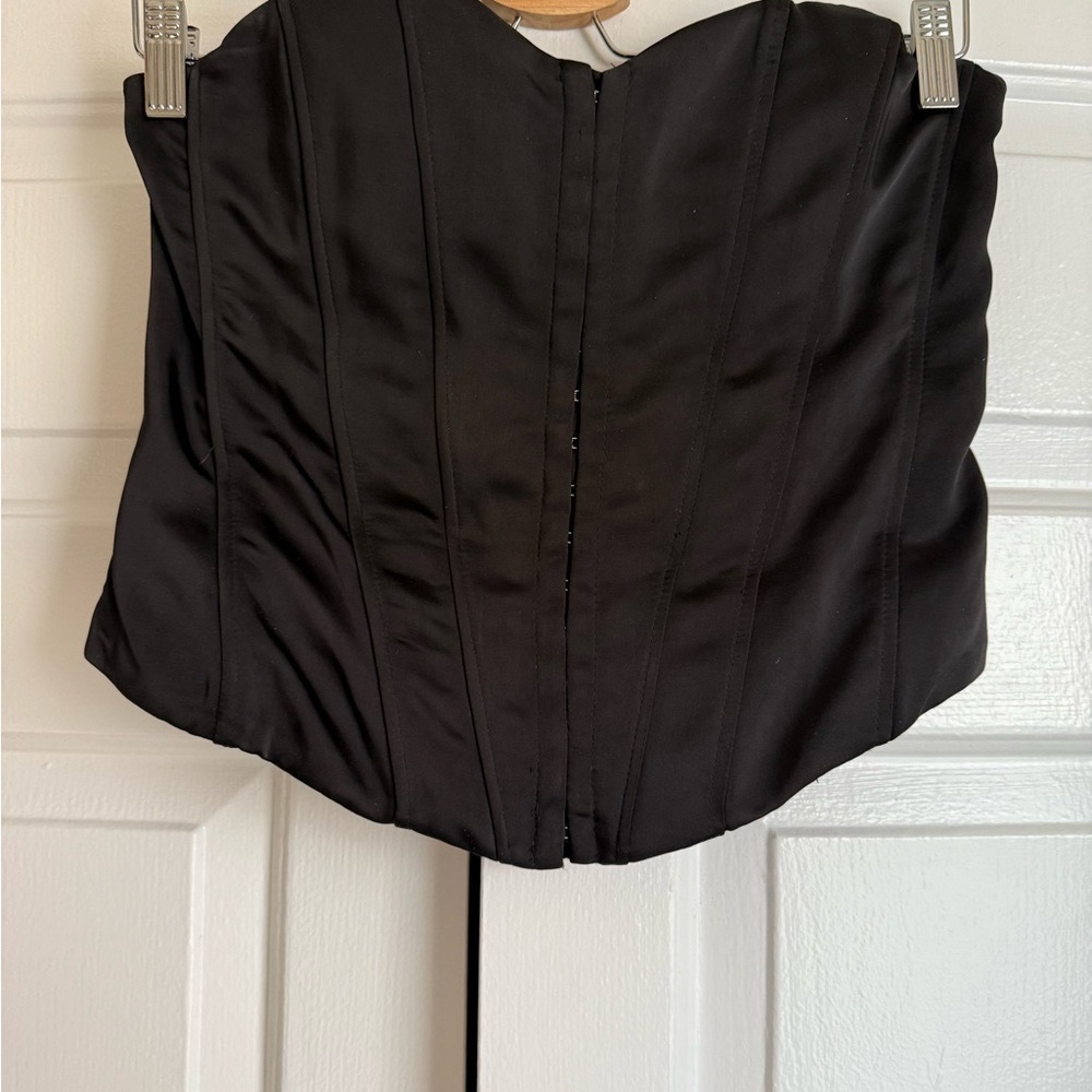Zara Black Corset Bustier Top Sz M Edgy Minimalist Baddie Coquette Renfaire
